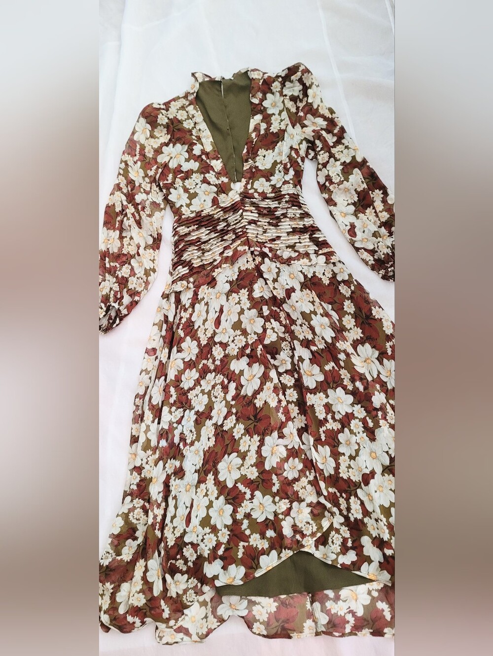 NWOT! ASTR Fall Formal Floral Anthro Women's Open-Back Chiffon Maxi Dress Small - Picture 15 of 17